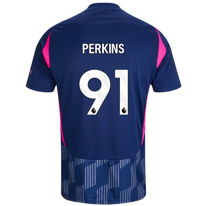 Kids Football Jack Perkins #91 Royal Blue Pink Away Jersey 2024/25 T-Shirt