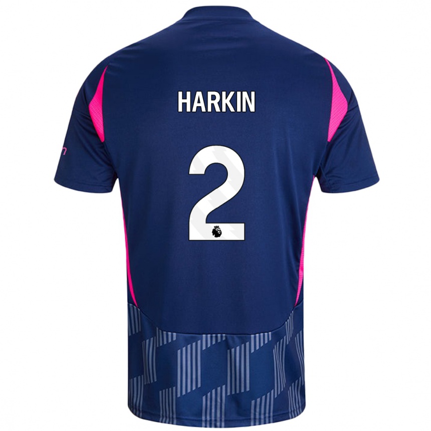 Kids Football Lyndsey Harkin #2 Royal Blue Pink Away Jersey 2024/25 T-Shirt