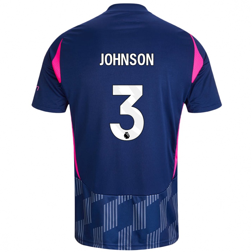 Kids Football Nat Johnson #3 Royal Blue Pink Away Jersey 2024/25 T-Shirt