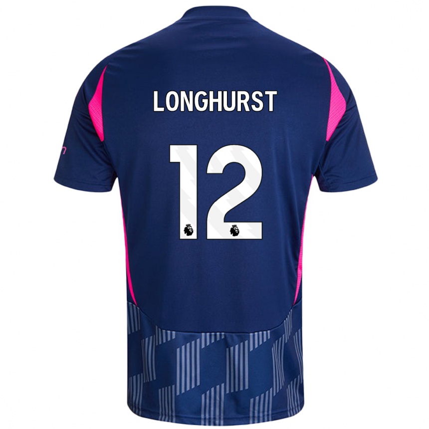 Kids Football Kate Longhurst #12 Royal Blue Pink Away Jersey 2024/25 T-Shirt