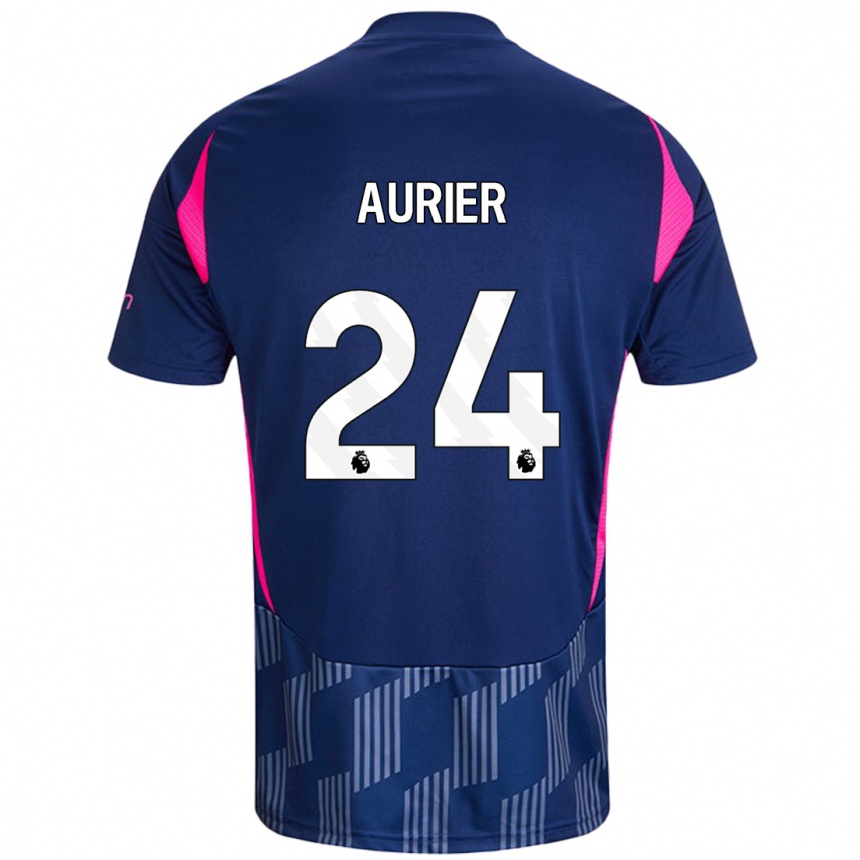 Kids Football Serge Aurier #24 Royal Blue Pink Away Jersey 2024/25 T-Shirt