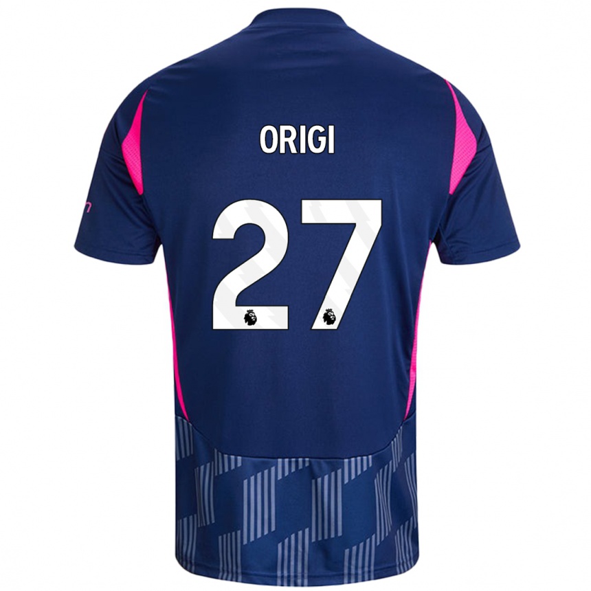 Kids Football Divock Origi #27 Royal Blue Pink Away Jersey 2024/25 T-Shirt