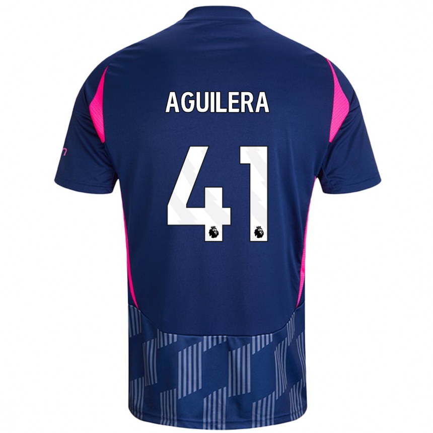 Kids Football Brandon Aguilera #41 Royal Blue Pink Away Jersey 2024/25 T-Shirt