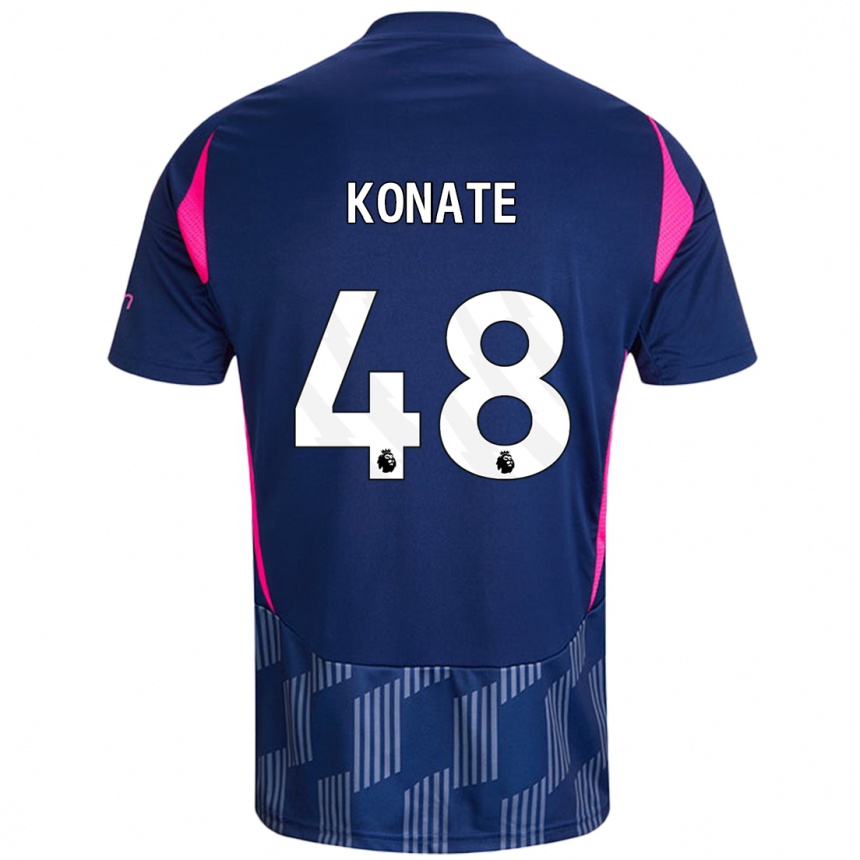 Kids Football Ateef Konaté #48 Royal Blue Pink Away Jersey 2024/25 T-Shirt