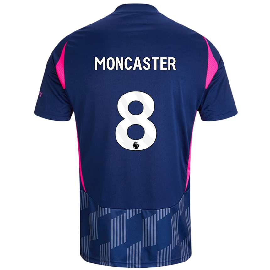 Kids Football Mai Moncaster #8 Royal Blue Pink Away Jersey 2024/25 T-Shirt