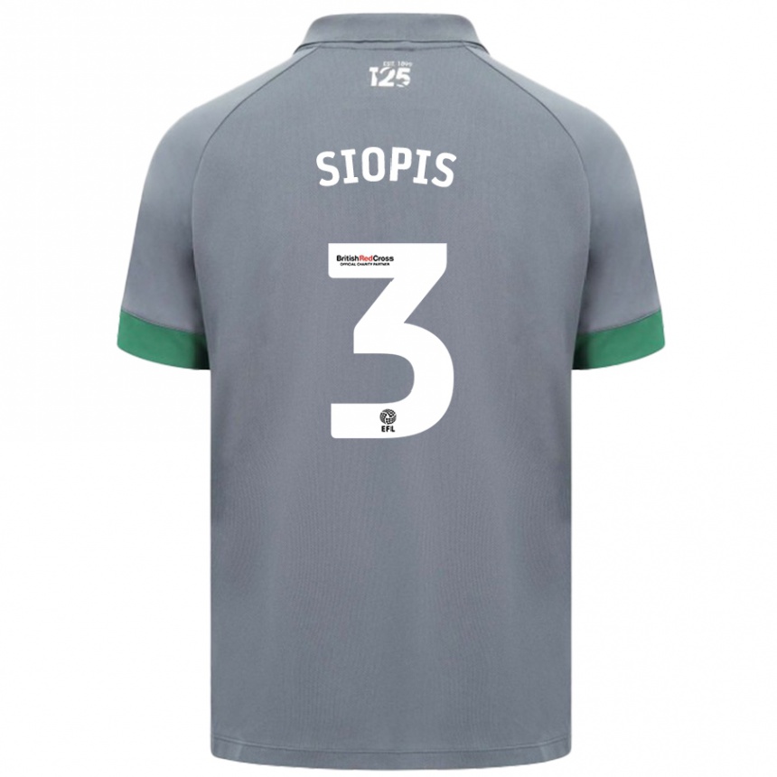 Kids Football Manolis Siopis #3 Dark Gray Away Jersey 2024/25 T-Shirt