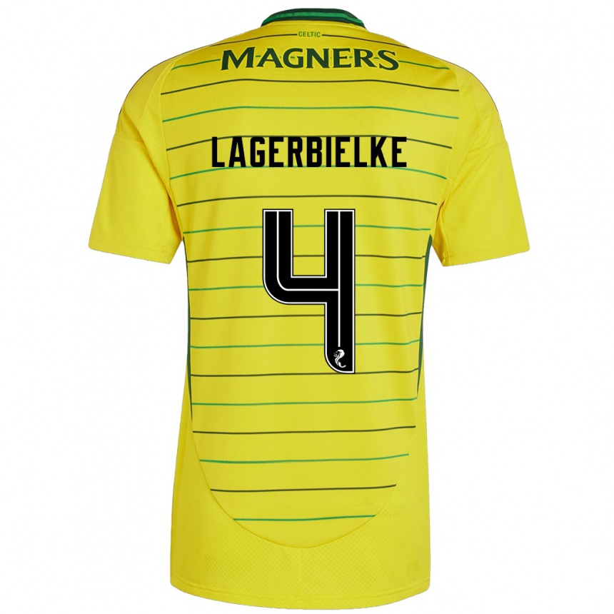 Kids Football Gustaf Lagerbielke #4 Yellow Away Jersey 2024/25 T-Shirt