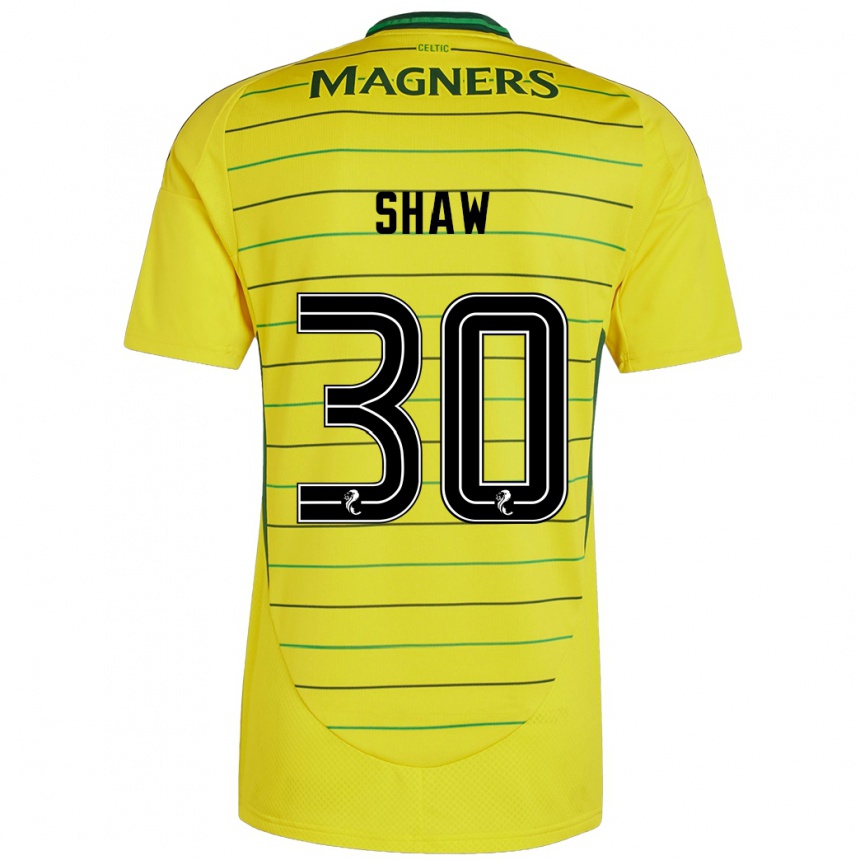 Kids Football Liam Shaw #30 Yellow Away Jersey 2024/25 T-Shirt