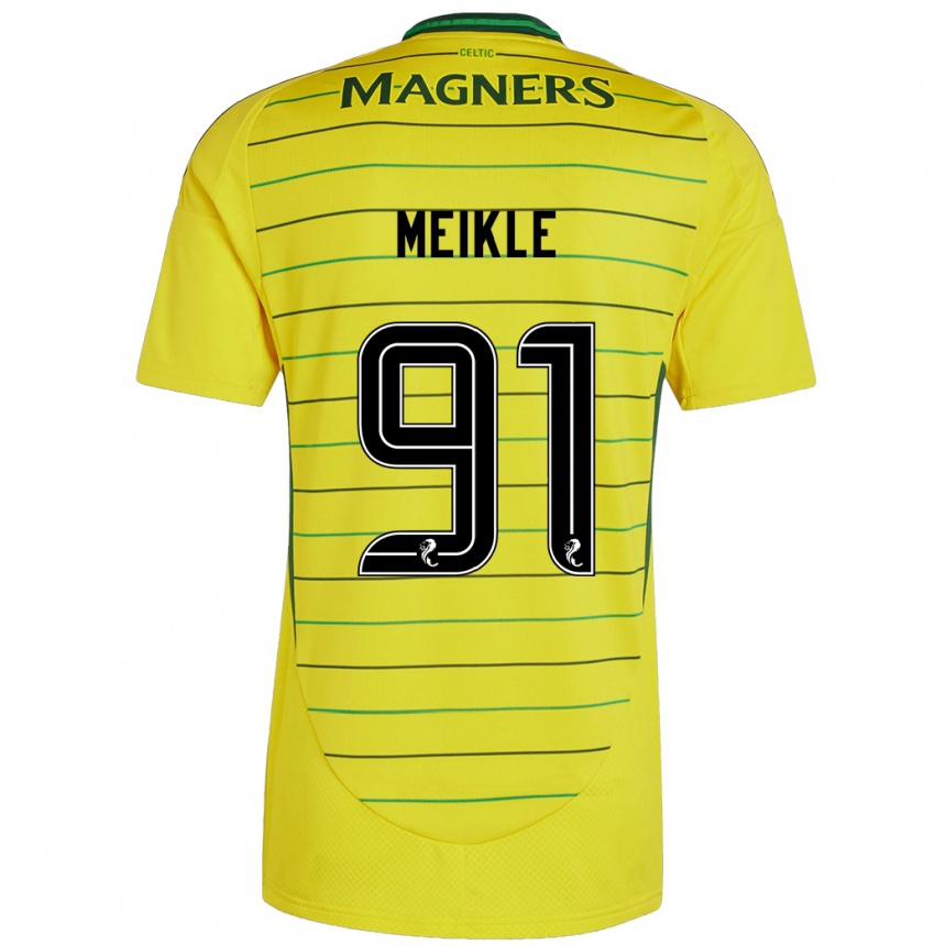 Kids Football Jamie Meikle #91 Yellow Away Jersey 2024/25 T-Shirt