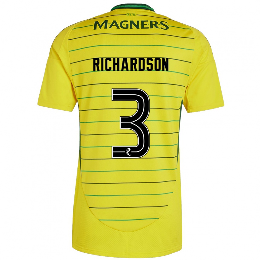 Kids Football Amy Richardson #3 Yellow Away Jersey 2024/25 T-Shirt