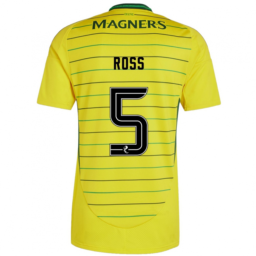 Kids Football Natalie Ross #5 Yellow Away Jersey 2024/25 T-Shirt