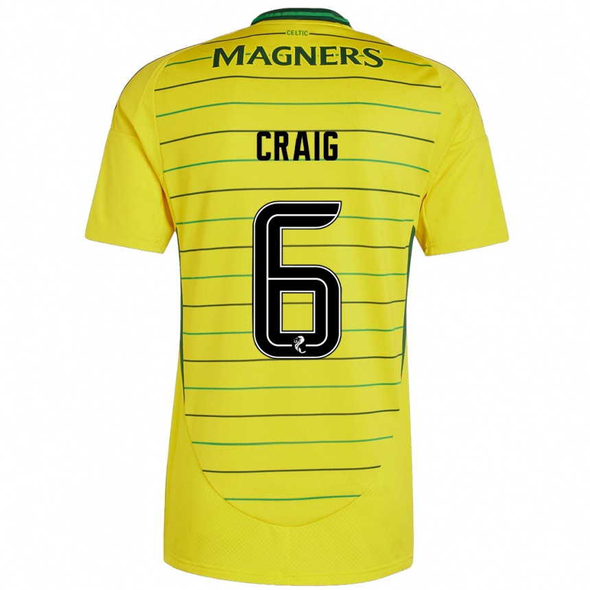 Kids Football Chloe Craig #6 Yellow Away Jersey 2024/25 T-Shirt