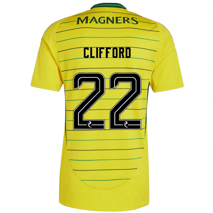 Kids Football Lucy Ashworth-Clifford #22 Yellow Away Jersey 2024/25 T-Shirt