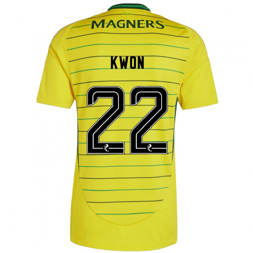 Kids Football Hyeok-Kyu Kwon #22 Yellow Away Jersey 2024/25 T-Shirt