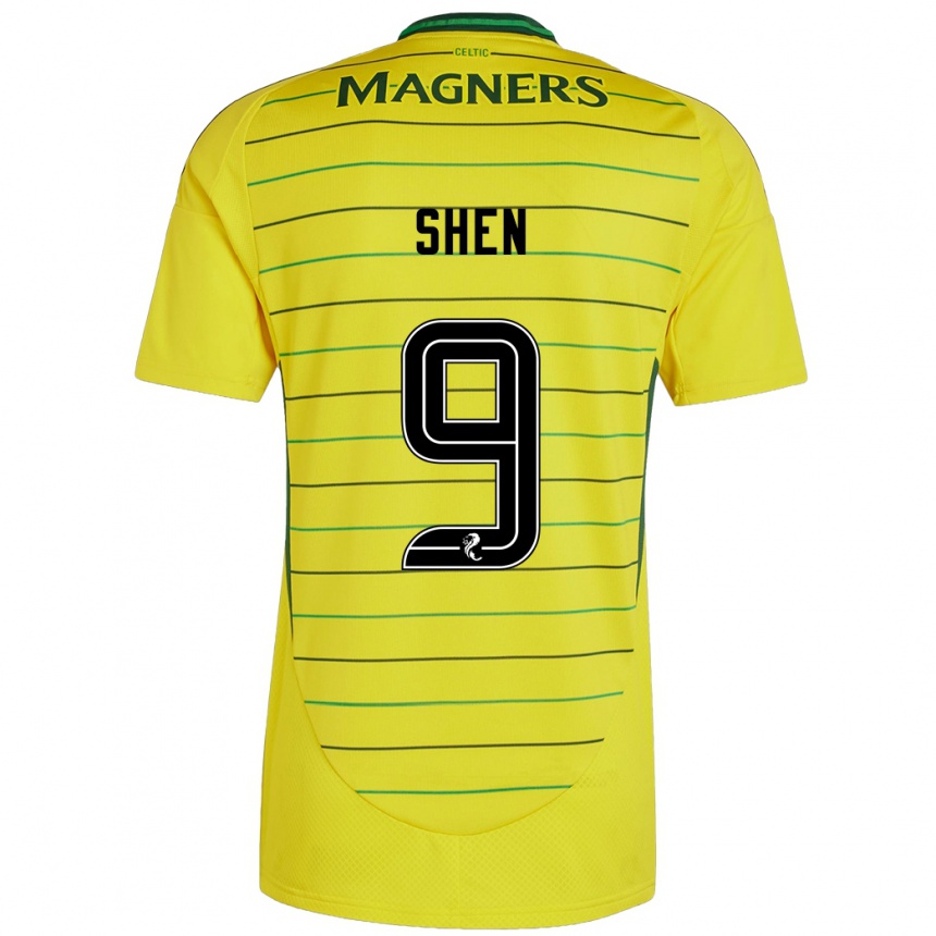 Kids Football Shen Mengyu #9 Yellow Away Jersey 2024/25 T-Shirt