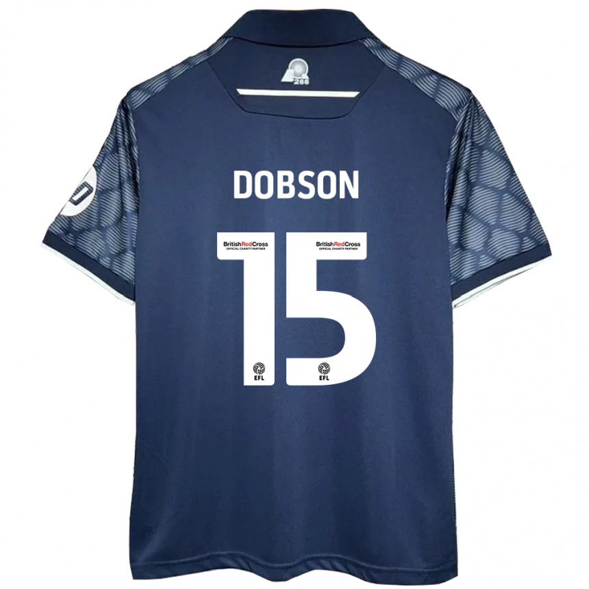 Kids Football George Dobson #15 Black Away Jersey 2024/25 T-Shirt