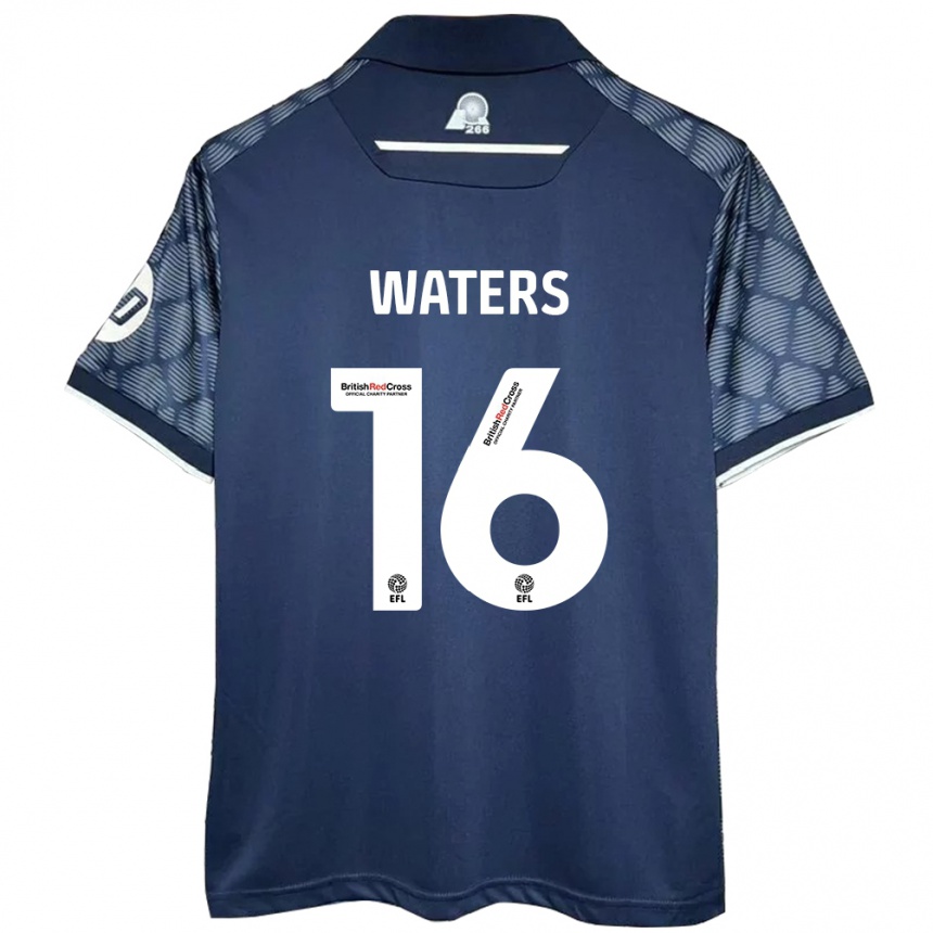 Kids Football Billy Waters #16 Black Away Jersey 2024/25 T-Shirt