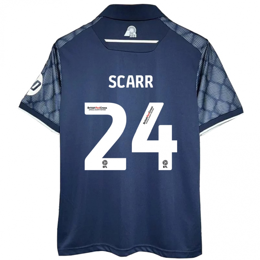 Kids Football Dan Scarr #24 Black Away Jersey 2024/25 T-Shirt