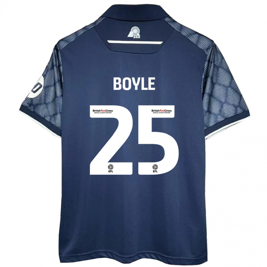 Kids Football Will Boyle #25 Black Away Jersey 2024/25 T-Shirt