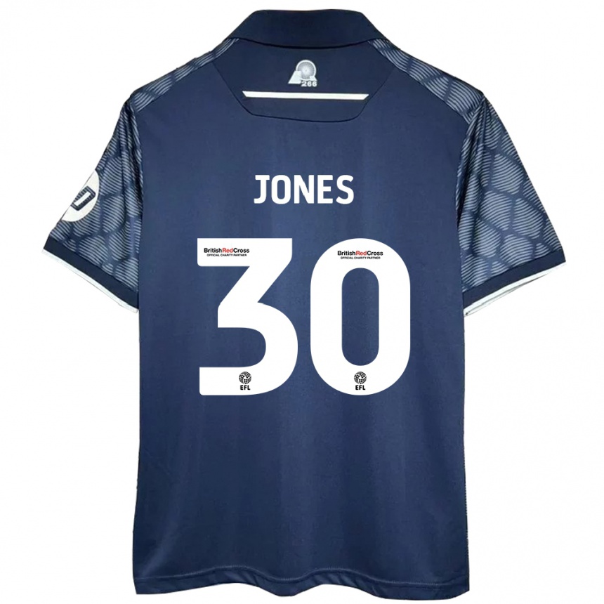 Kids Football James Jones #30 Black Away Jersey 2024/25 T-Shirt