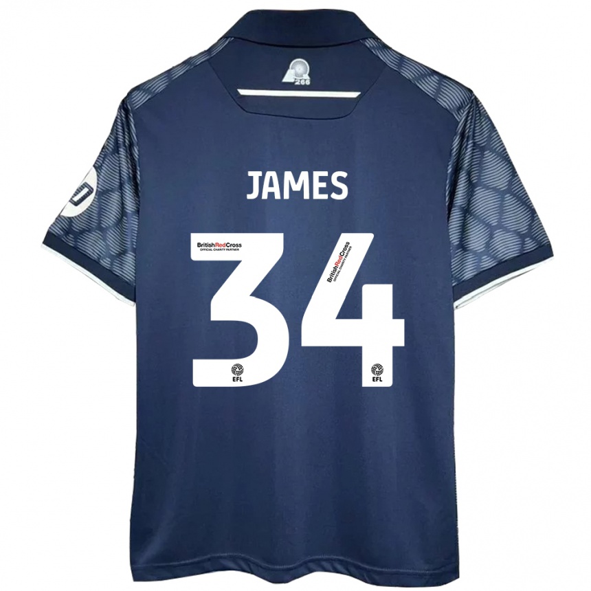 Kids Football Aaron James #34 Black Away Jersey 2024/25 T-Shirt