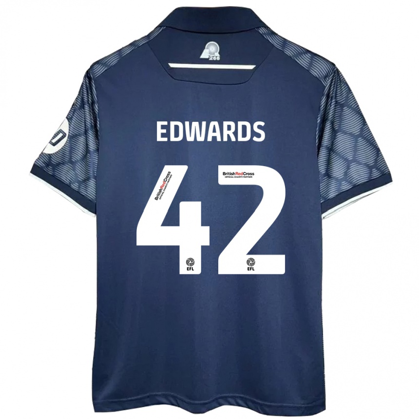 Kids Football Callum Edwards #42 Black Away Jersey 2024/25 T-Shirt