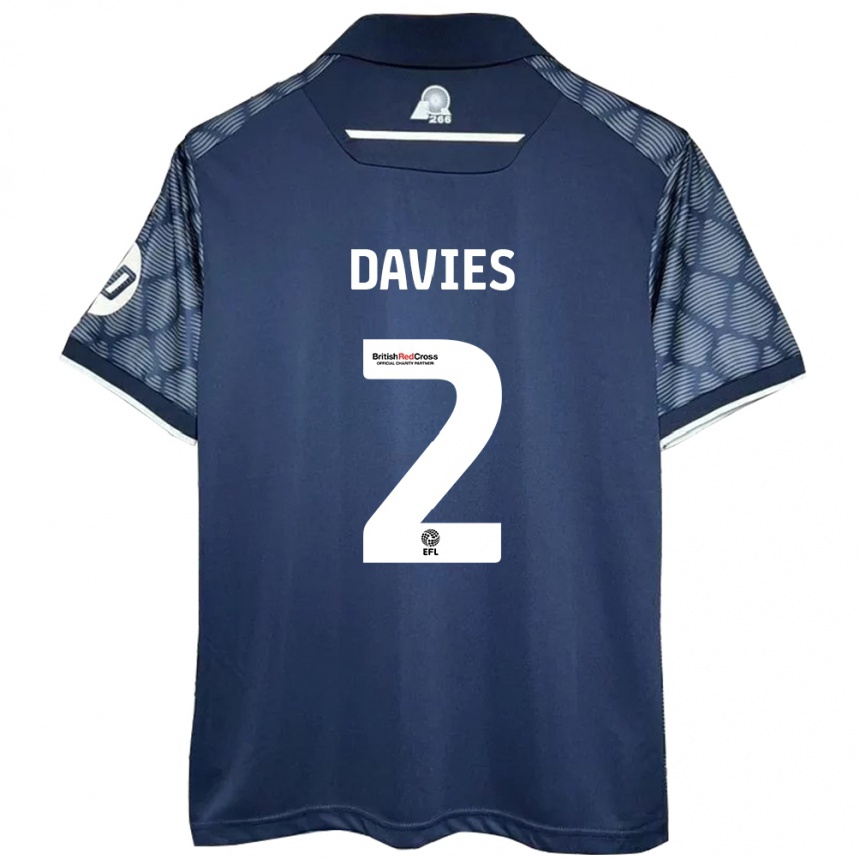 Kids Football Phoebe Davies #2 Black Away Jersey 2024/25 T-Shirt