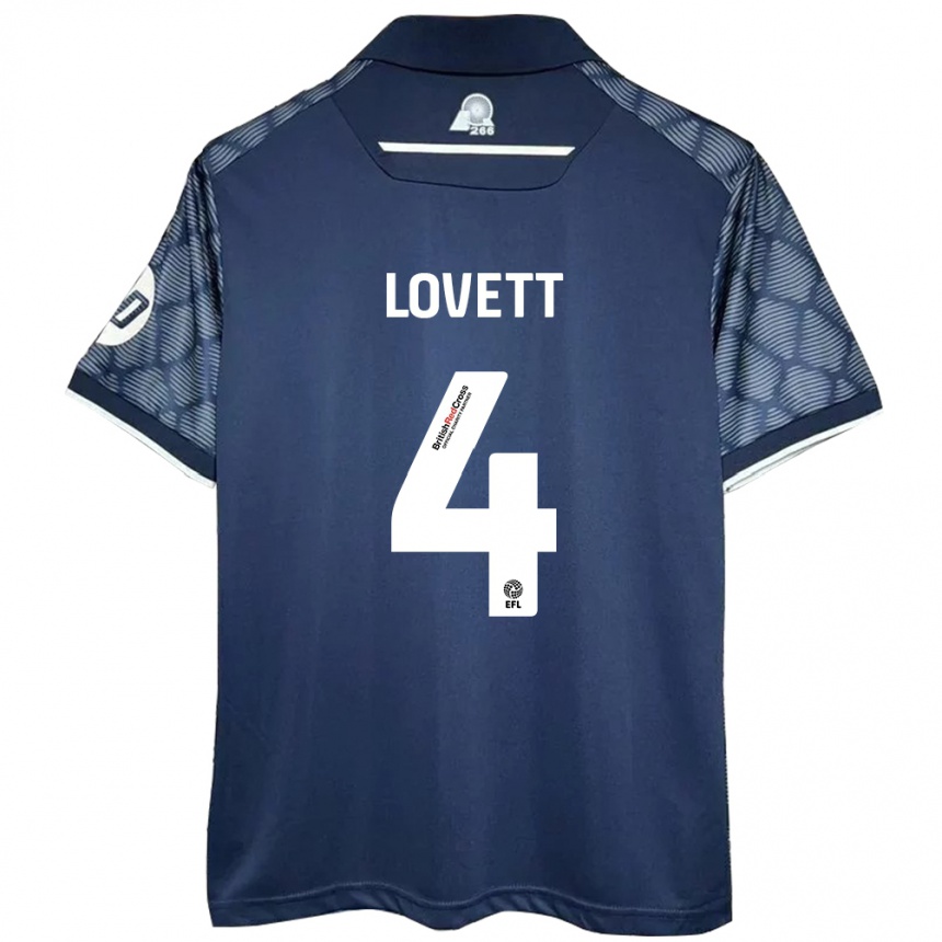 Kids Football Erin Lovett #4 Black Away Jersey 2024/25 T-Shirt