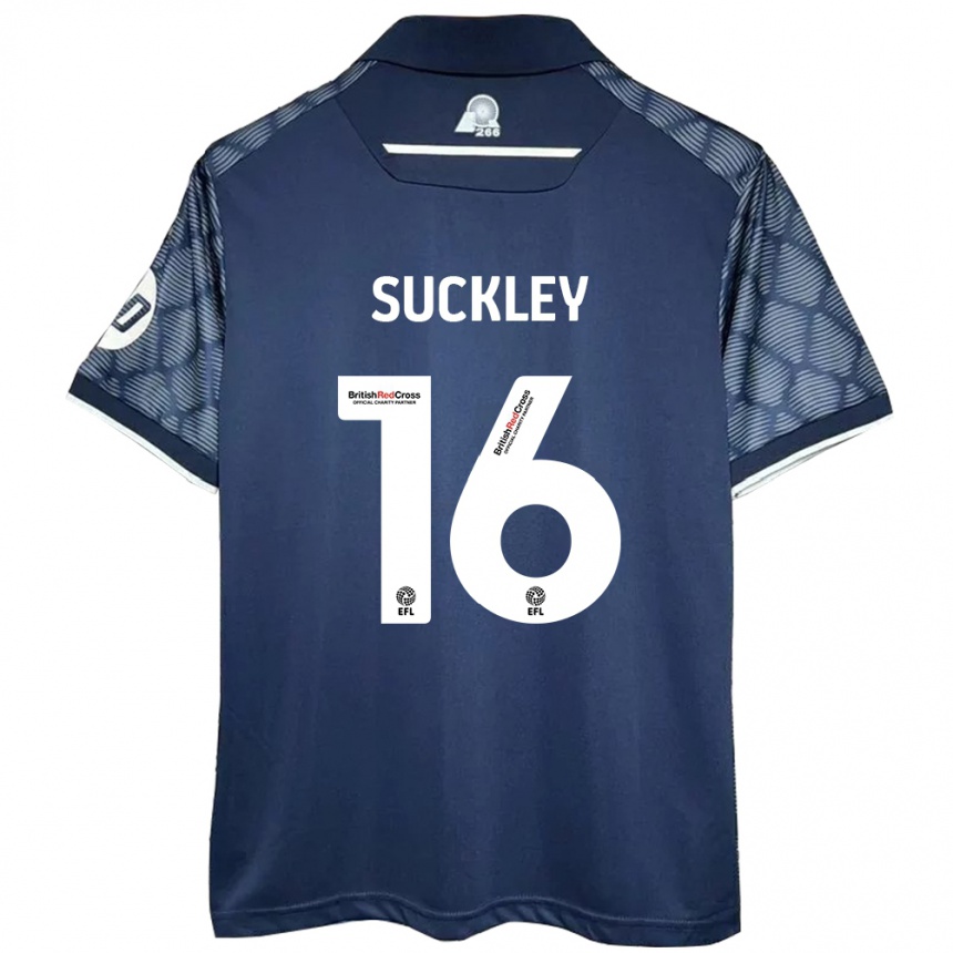 Kids Football Ava Suckley #16 Black Away Jersey 2024/25 T-Shirt