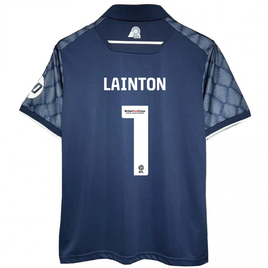 Kids Football Rob Lainton #1 Black Away Jersey 2024/25 T-Shirt