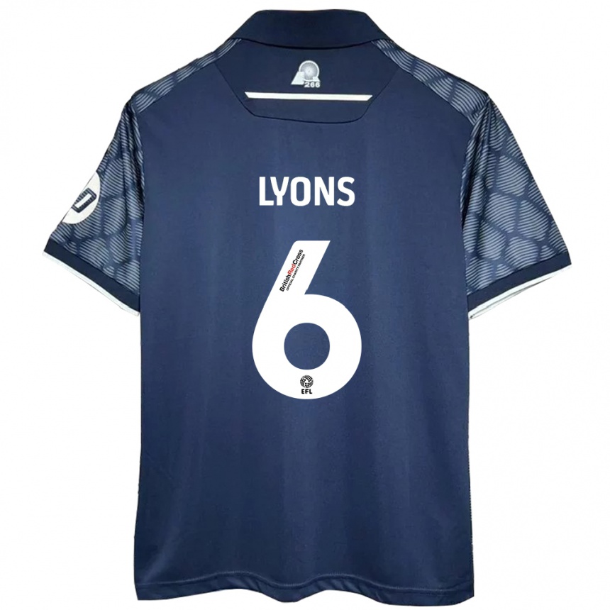 Kids Football Lauryn Lyons #6 Black Away Jersey 2024/25 T-Shirt