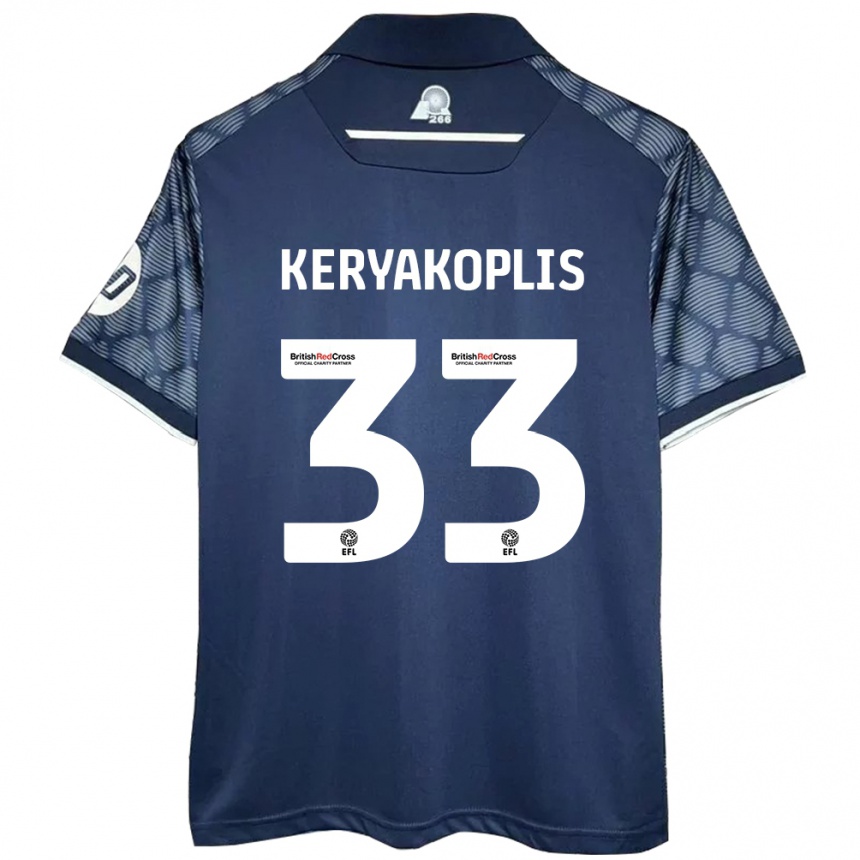 Kids Football Hannah Keryakoplis #33 Black Away Jersey 2024/25 T-Shirt