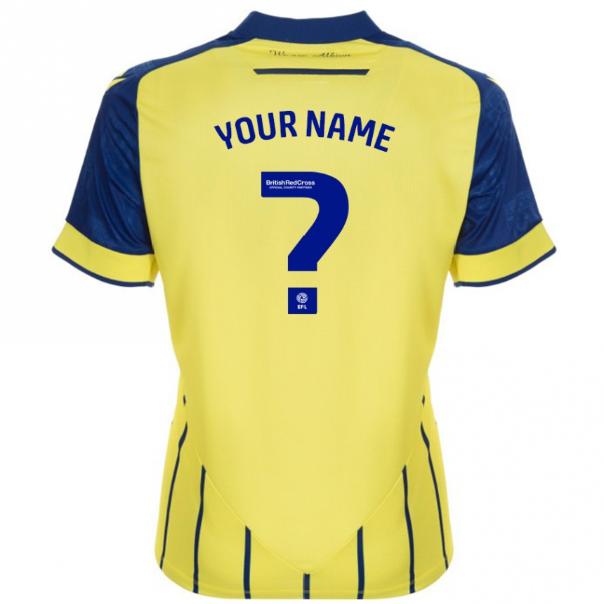 Kids Football Your Name #0 Yellow Blue Away Jersey 2024/25 T-Shirt