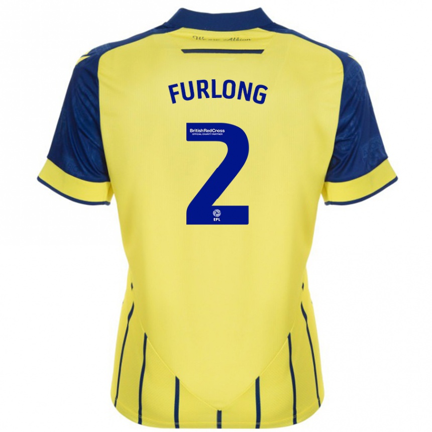 Kids Football Darnell Furlong #2 Yellow Blue Away Jersey 2024/25 T-Shirt