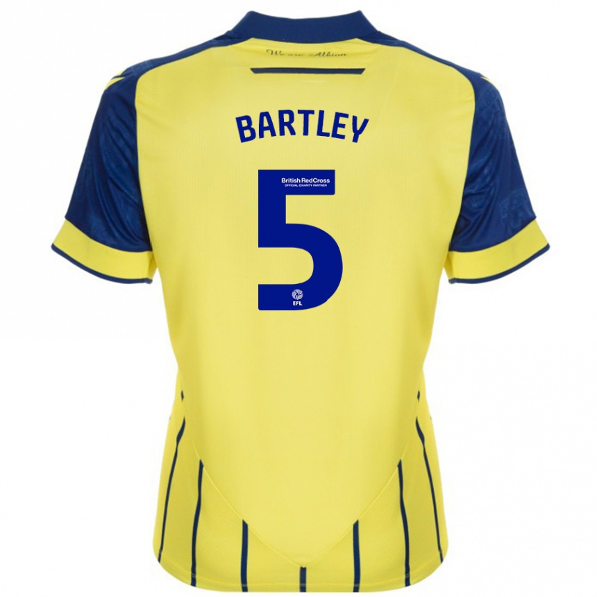 Kids Football Kyle Bartley #5 Yellow Blue Away Jersey 2024/25 T-Shirt