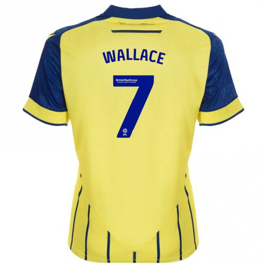 Kids Football Jed Wallace #7 Yellow Blue Away Jersey 2024/25 T-Shirt