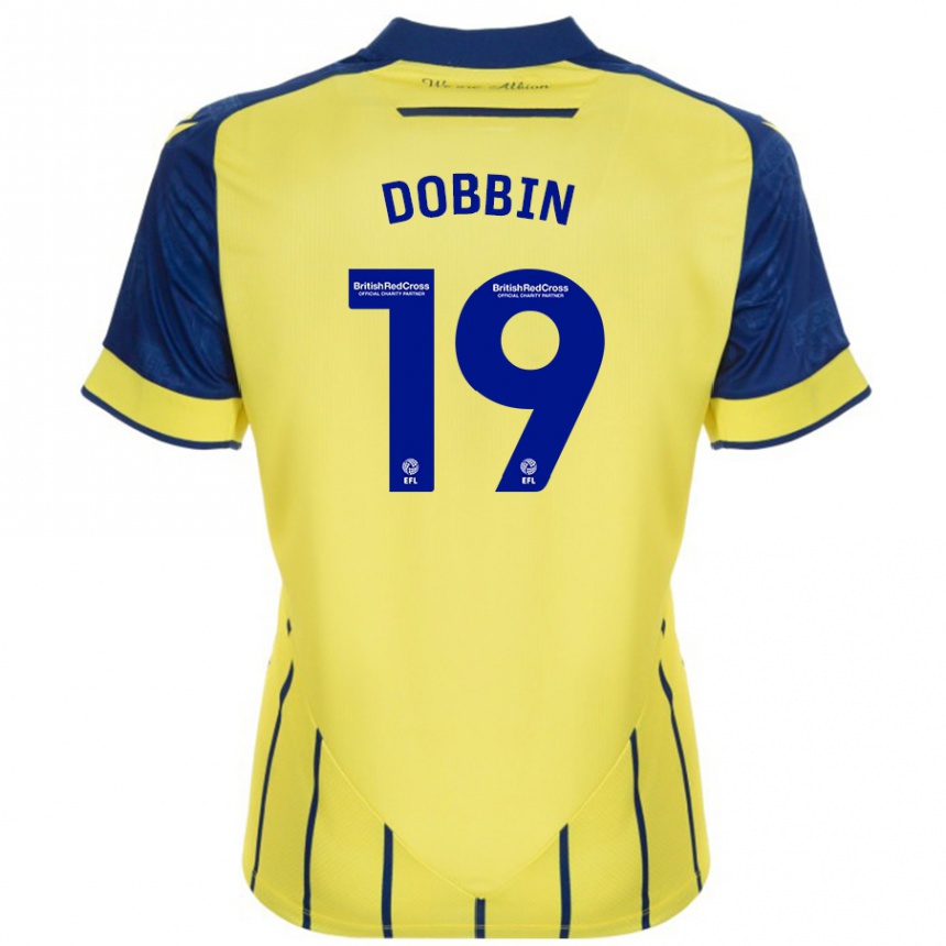 Kids Football Lewis Dobbin #19 Yellow Blue Away Jersey 2024/25 T-Shirt