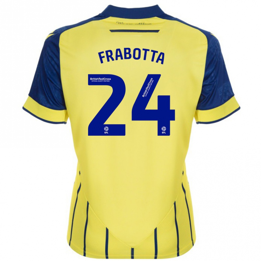 Kids Football Gianluca Frabotta #24 Yellow Blue Away Jersey 2024/25 T-Shirt