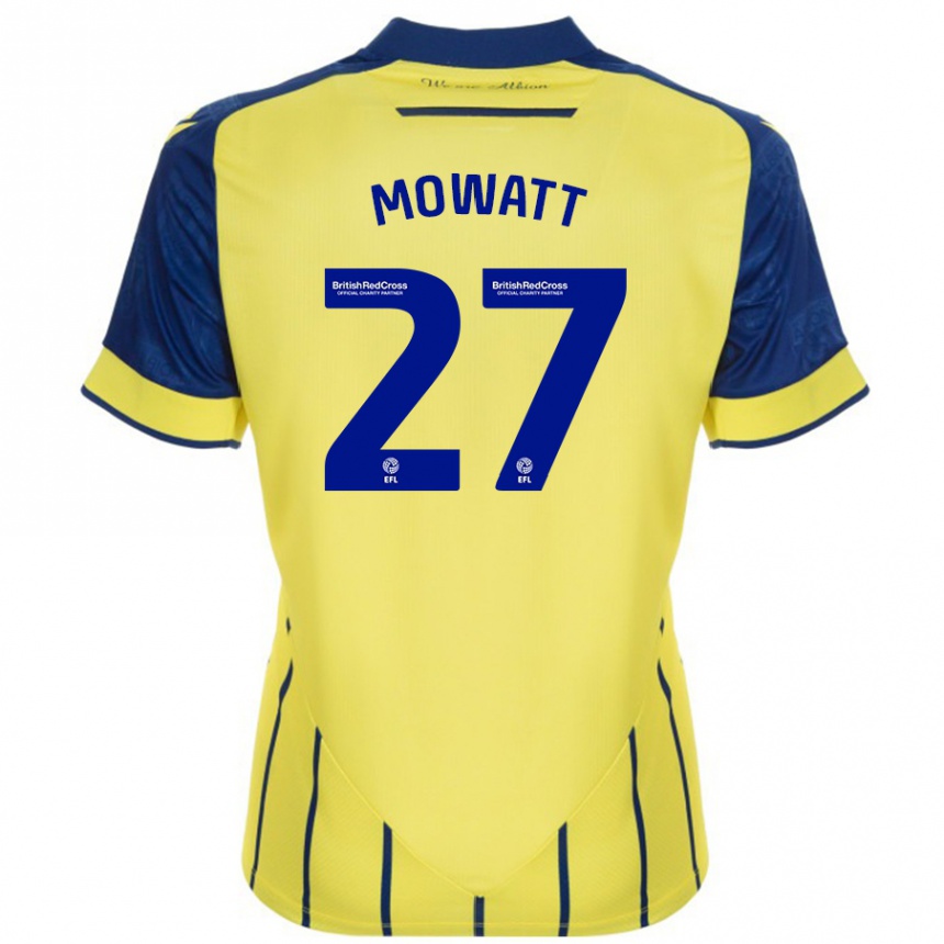 Kids Football Alex Mowatt #27 Yellow Blue Away Jersey 2024/25 T-Shirt