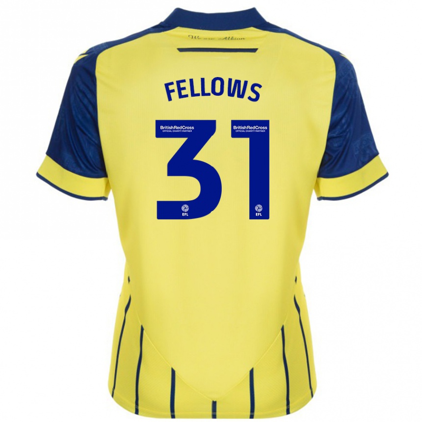 Kids Football Tom Fellows #31 Yellow Blue Away Jersey 2024/25 T-Shirt