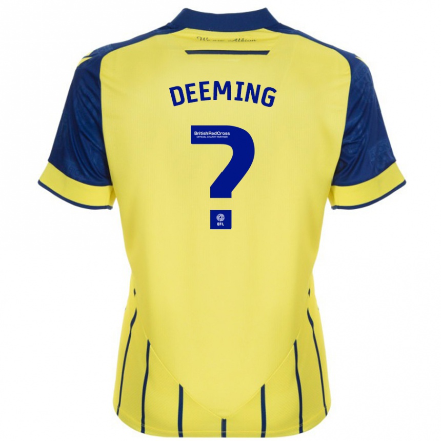 Kids Football Cole Deeming #0 Yellow Blue Away Jersey 2024/25 T-Shirt