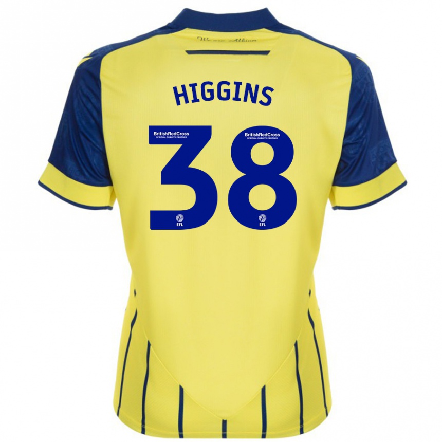 Kids Football Akeel Higgins #38 Yellow Blue Away Jersey 2024/25 T-Shirt