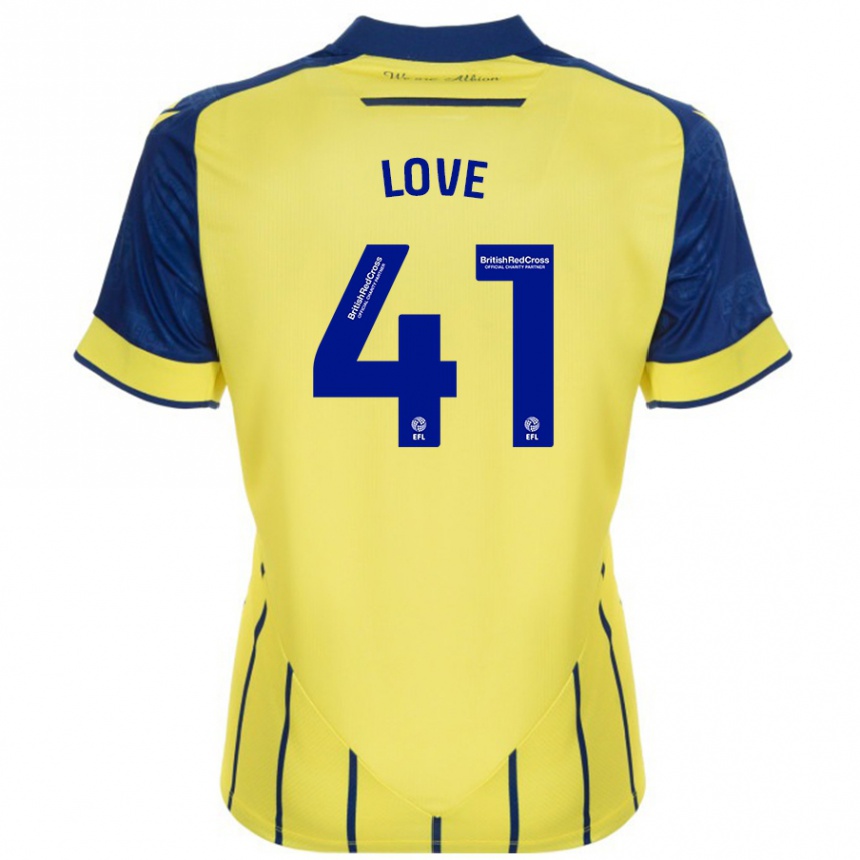 Kids Football Layton Love #41 Yellow Blue Away Jersey 2024/25 T-Shirt