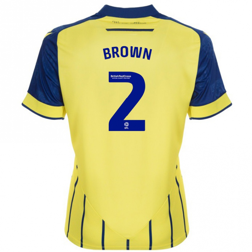 Kids Football Ashlee Brown #2 Yellow Blue Away Jersey 2024/25 T-Shirt