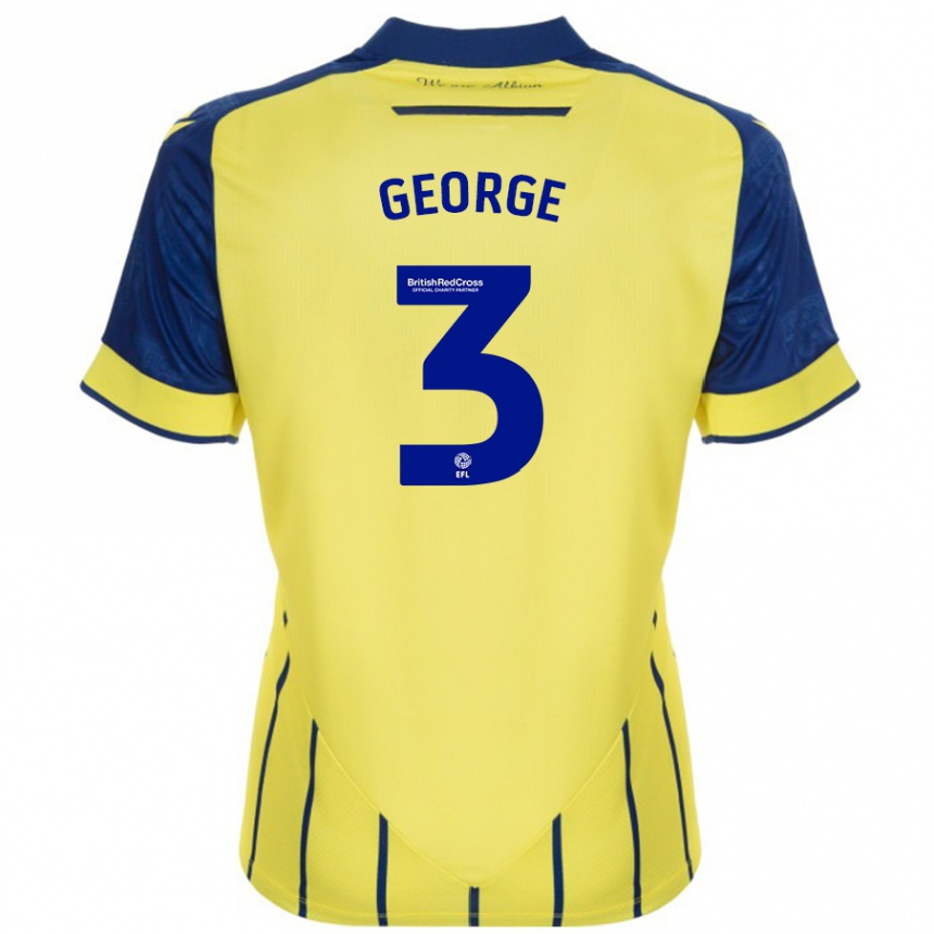 Kids Football Hannah George #3 Yellow Blue Away Jersey 2024/25 T-Shirt