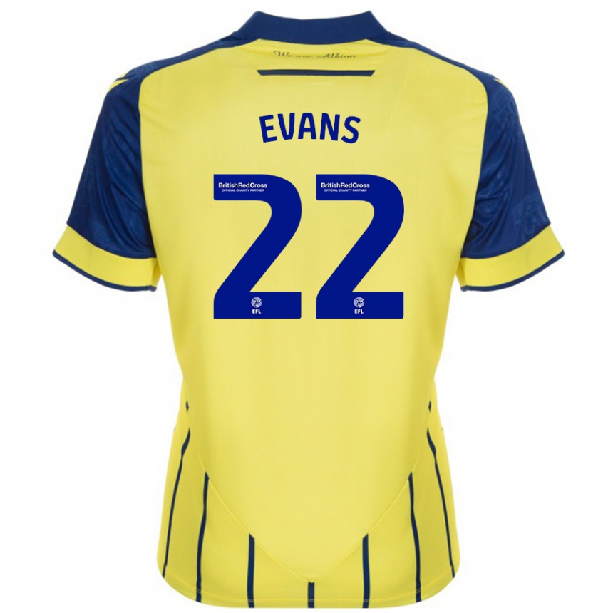 Kids Football Kate Evans #22 Yellow Blue Away Jersey 2024/25 T-Shirt