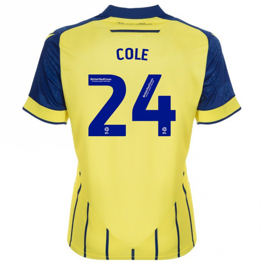 Kids Football Delphi Cole #24 Yellow Blue Away Jersey 2024/25 T-Shirt