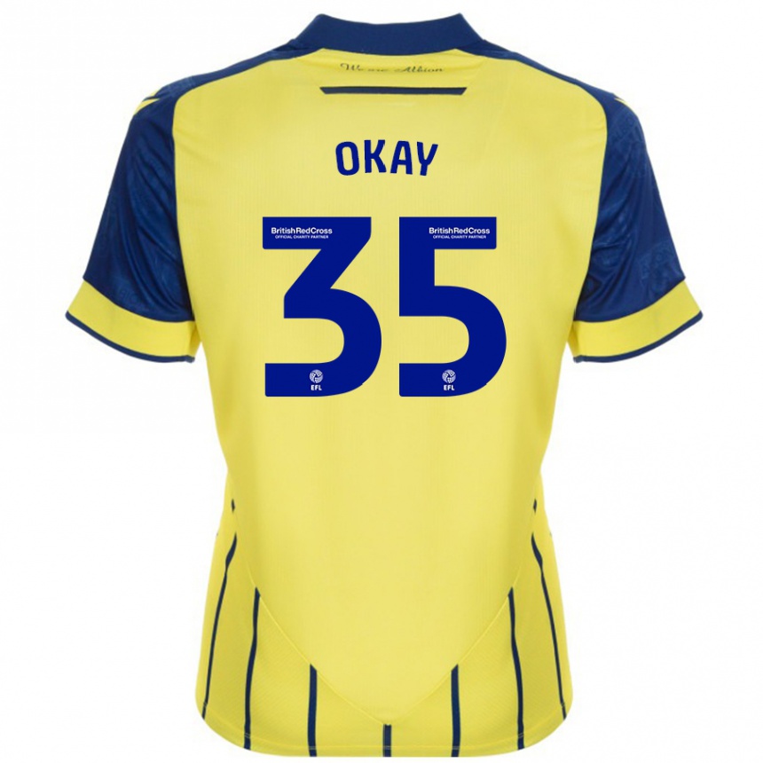 Kids Football Okay Yokuşlu #35 Yellow Blue Away Jersey 2024/25 T-Shirt