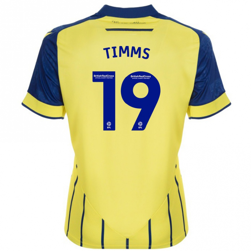 Kids Football Maria Timms #19 Yellow Blue Away Jersey 2024/25 T-Shirt