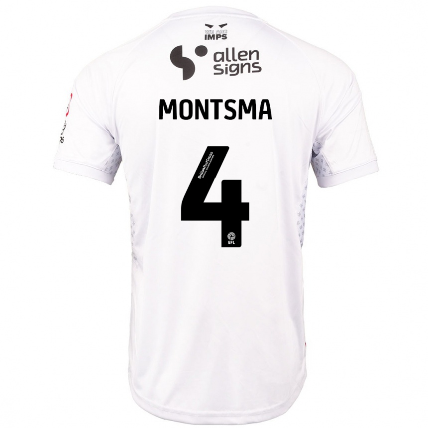 Kids Football Lewis Montsma #4 Red White Away Jersey 2024/25 T-Shirt